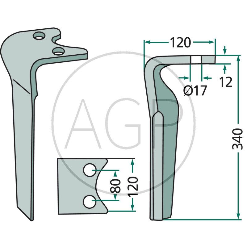 Hřeb do rotačních bran zakřivený levý vhodný pro Amazone KE-01 nový