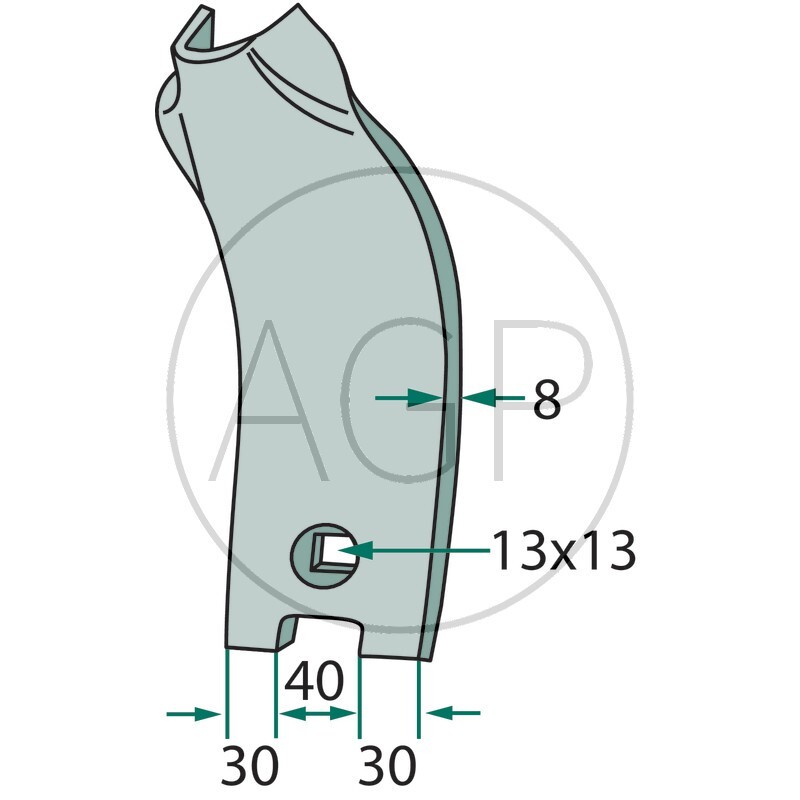 Vodící plát, skluz středový LB1 vhodný pro těžké kultivátory BBG, Kerner, Kotte, Lemken