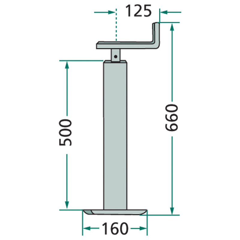 Opěrná noha k oji přívěsu s nosností 500 kg Simol