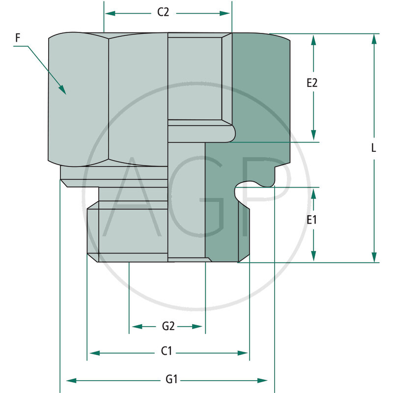 Rovný adaptér GA 1/4 M x 3/8 F BSP L=36
