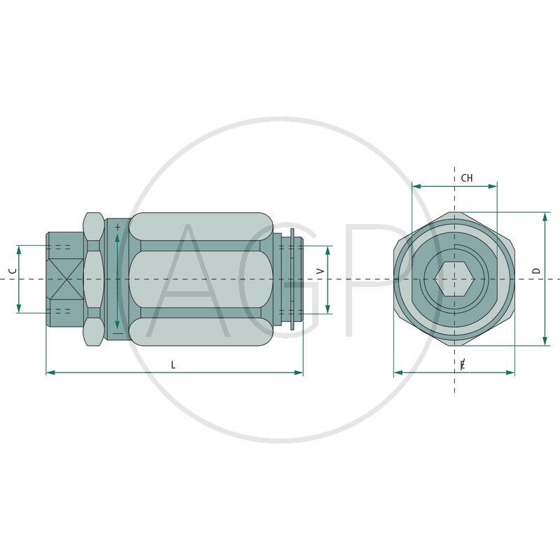 Oleodinamica Marchesini škrtící ventil 3/8 DRV-H-06 se zabudovaným zpětným ventilem