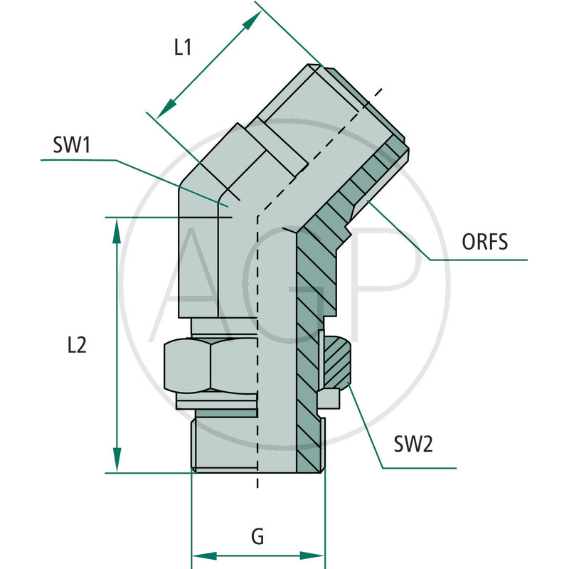 WAE 13/16 M-ORFS x 3/4 M-BSP 45°