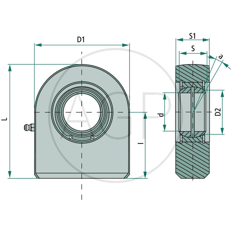 Návarové oko o průměru 25 mm, k navaření na pístnici, hlava GF k hydraulickému válci