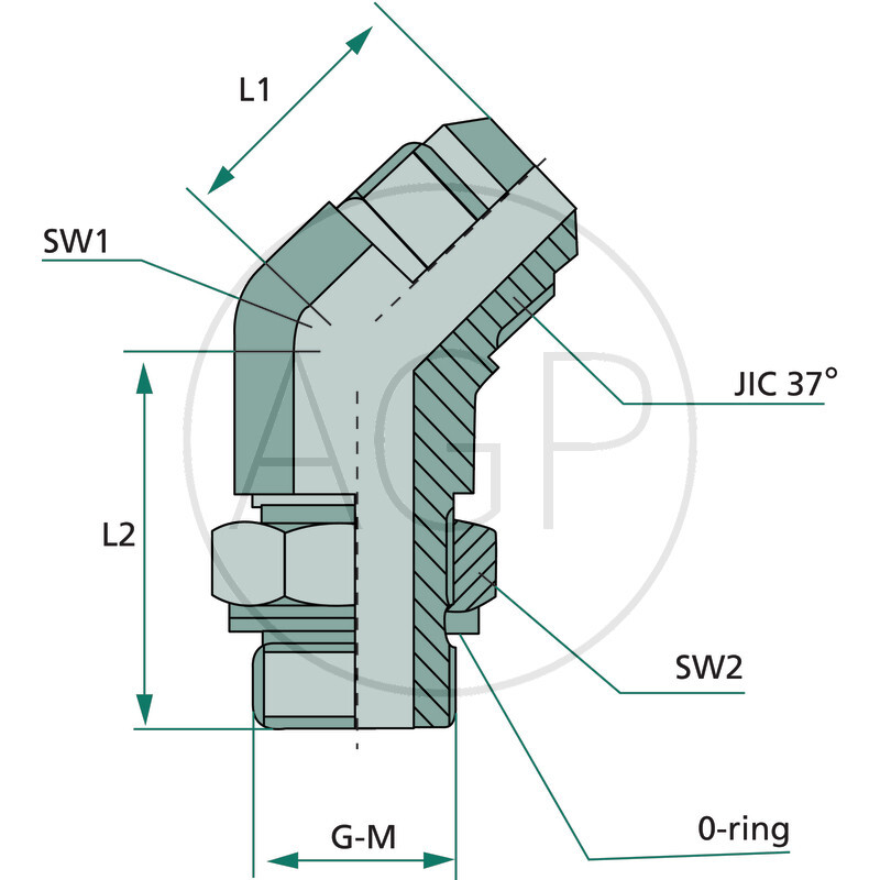 WAE 7/8 M-JIC x 3/4 M-BSP 45°