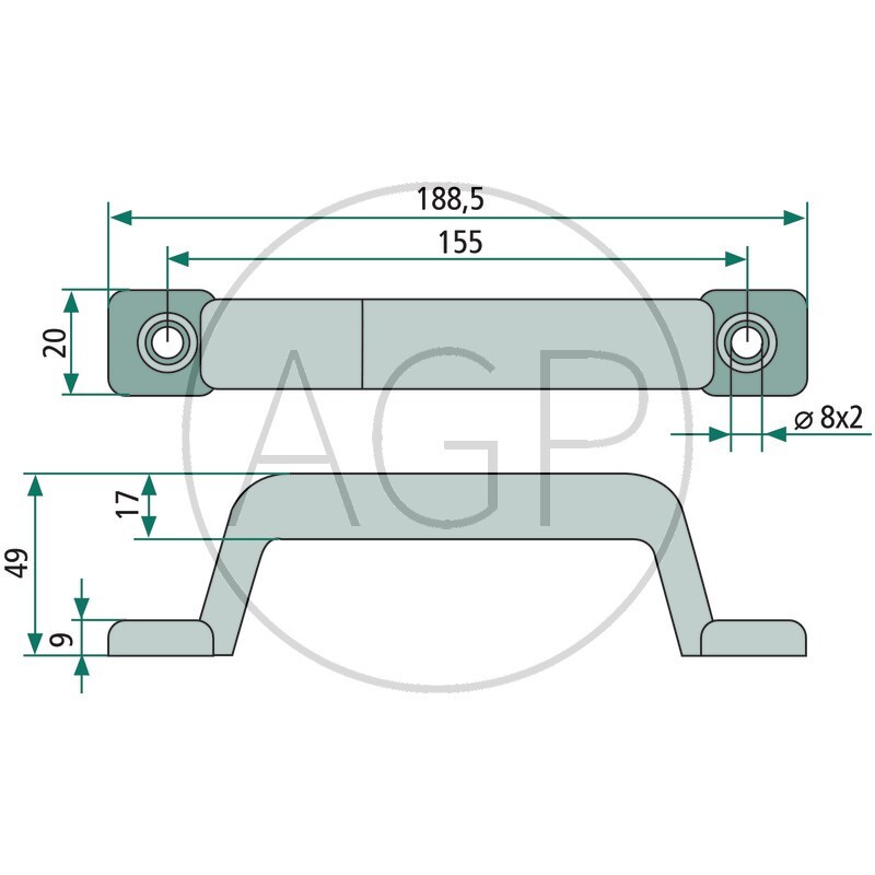 Plastové madlo o šířce 189 mm pro univerzální použití na dveře, poklopy, kapoty