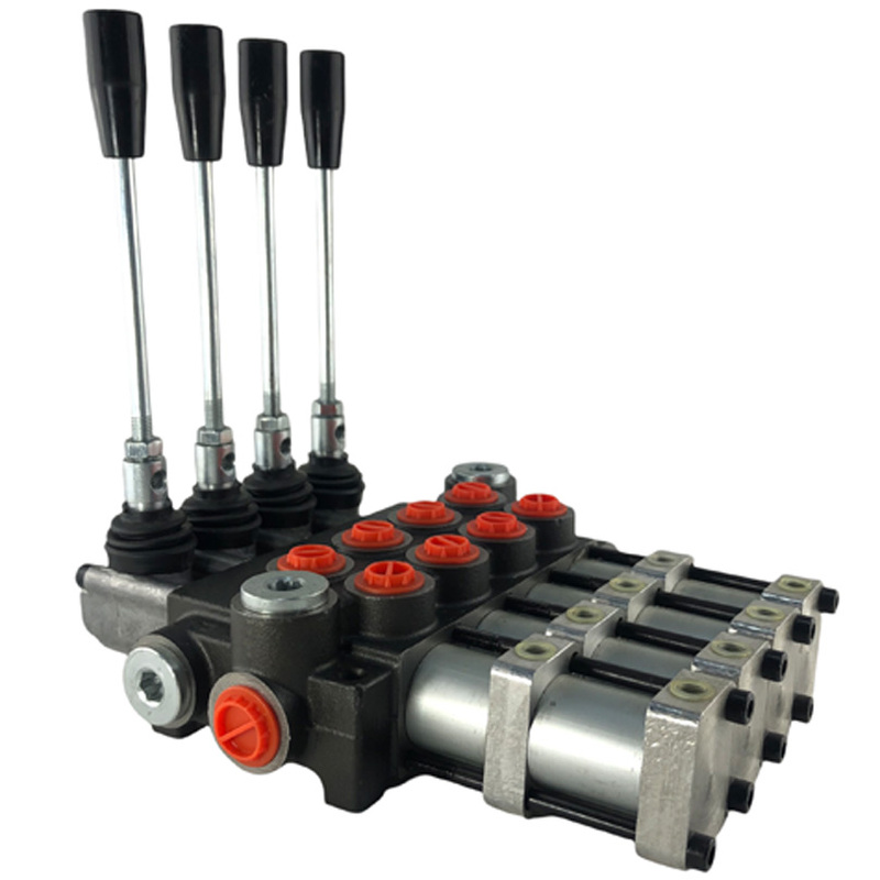 Hydraulický rozvaděč čtyřpákový ovládaný pneumaticky s dvoučinnými sekcemi o průtoku 40 l/min