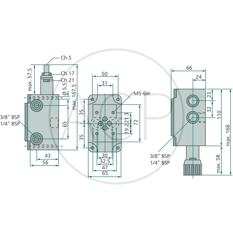 NG06-přípojná deska DBV S/H 3/8 BSP