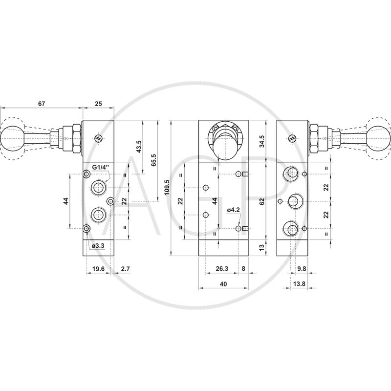 VAZ-HHH530-B-1/4 5/3 ručně ovládaný ventil s aretací