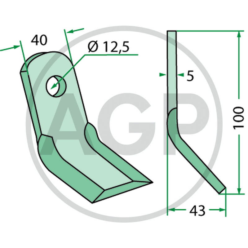 Mulčovací nůž pro mulčovač Palladino o šířce 43 mm