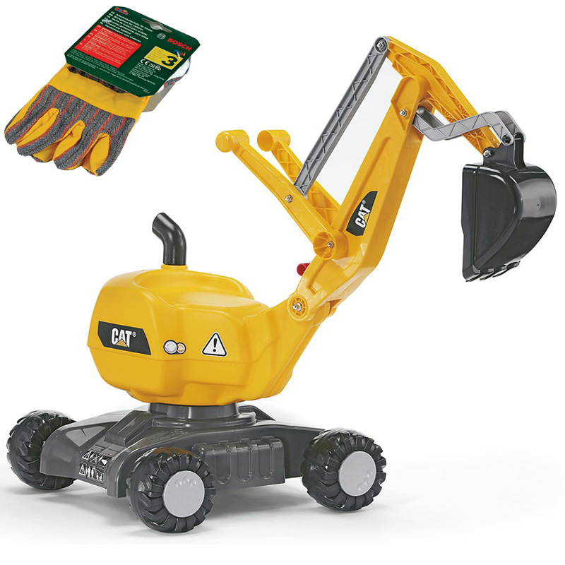 Otočný kolový bagr Rolly Toys rollyDigger Caterpillar + dárek dětské rukavice Bosch
