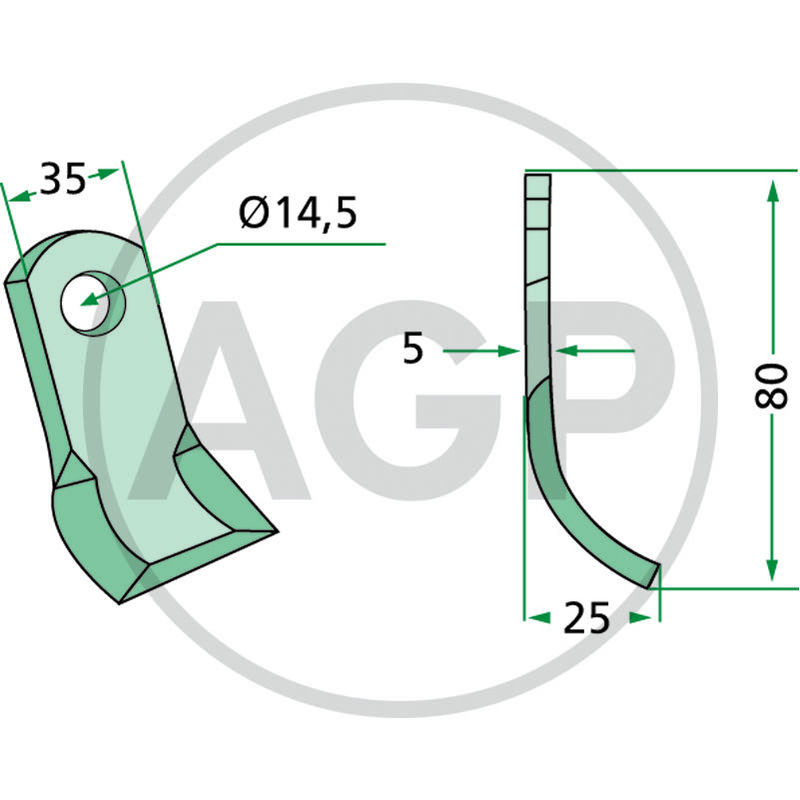 Nůž mulčovače pro Sicma o tloušťce 5 mm a průměru díry 14,5 mm