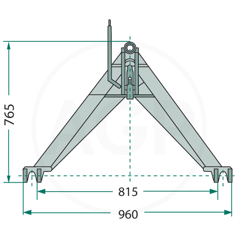 Nosný trojúhelníkový mezirám do čelní hydrauliky traktoru kategorie 2 nosnost 1400 kg