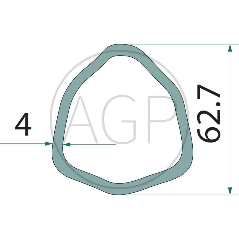 Trubka ke kardanu profilu trojúhelník o šířce 53,6 mm o délce 1 m