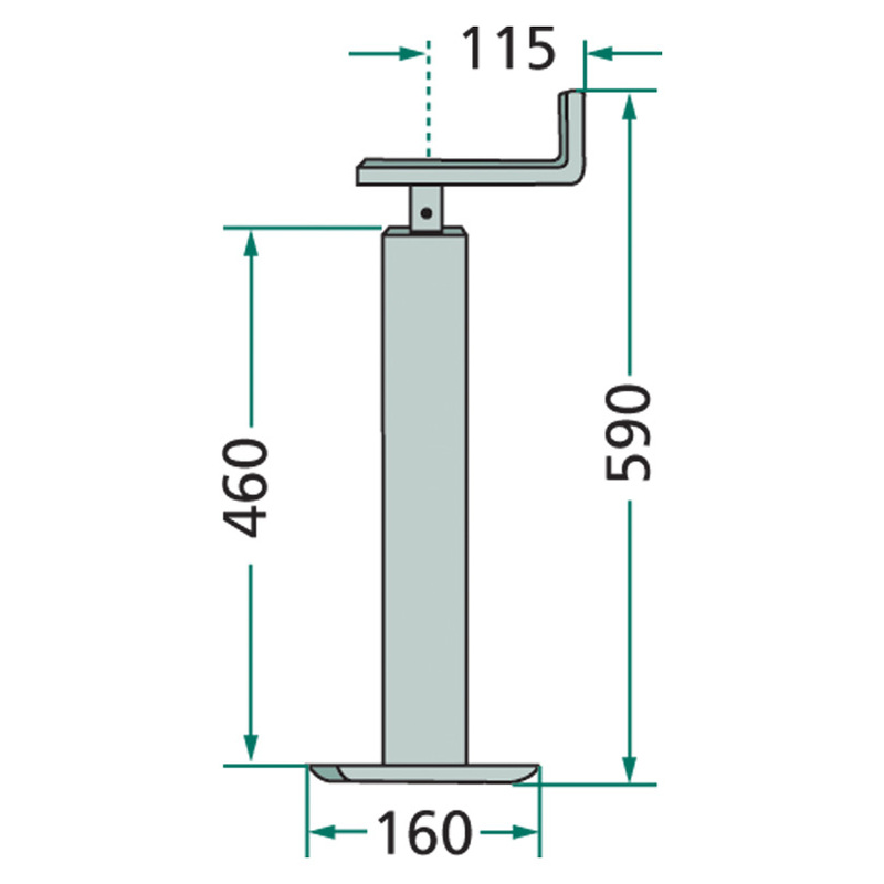 Opěrná noha k vleku s nosností 600 kg s výsuvem 26 cm