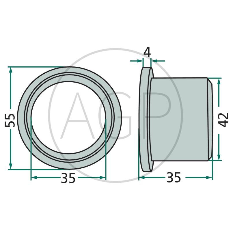 Kluzné pouzdro s lemem pro Fella, na typy KM 167, 187, 187H, 225, 225H, SM 216