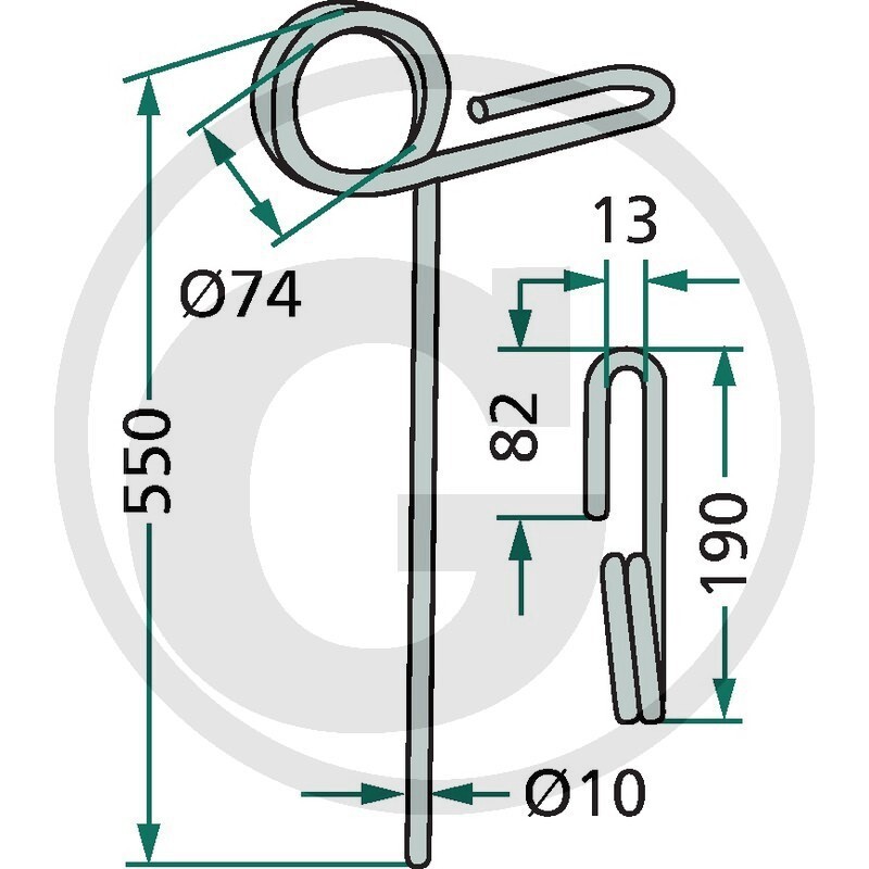 Zavlačovací pero 550 x 10 mm vhodné pro Kongskilde, Nordsten