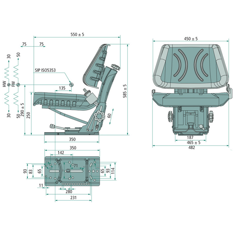 Sedačka do traktoru s nastavením výšky včetně bezpečnostního pásu