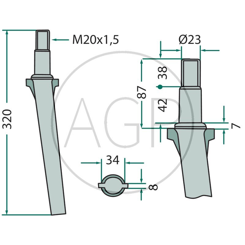 Hřeb do rotačních bran pravý vhodný pro Lely