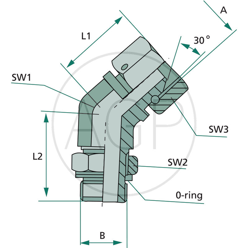 WAE 1/4 FS-BSP x 1/4 M-BSP 45°