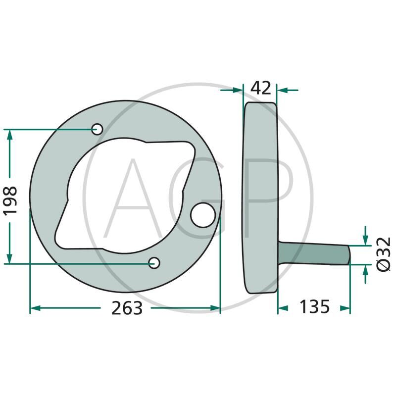 Víko žacího bubnu s vnějším Ø 263 mm, pro Deutz-Fahr, Pöttinger, na série KM, CAT