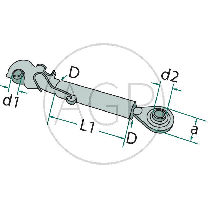 Třetí bod vhodný pro John Deere kat. 3-2 pracovní délka 530 - 725 mm záchytný hák