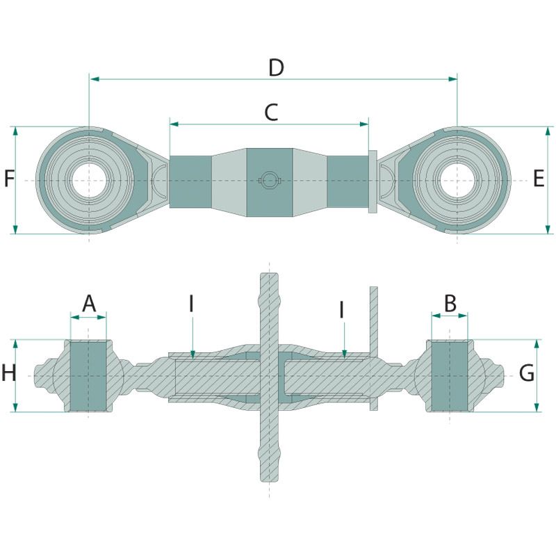 Třetí bod pro traktor o vnitřním průměru ok 19 mm pracovní délka 670 - 920 mm závit M30 x 3,5 mm