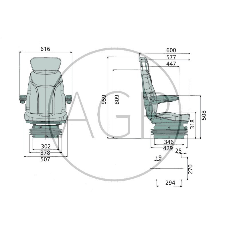 Traktorová sedačka Super-komfort vzduchové odpružení 12 V s otočnou deskou