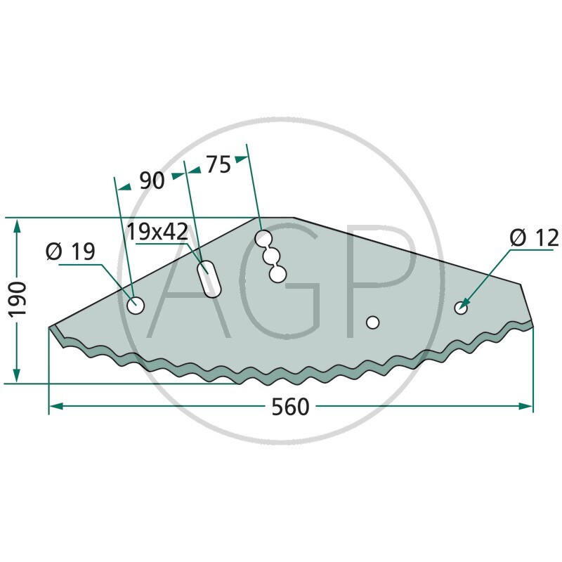Nůž pro krmný vůz Mayer Silo King o celkové délce 560 mm