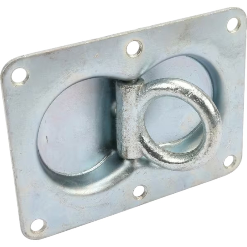 Pozinkovaná kotevní miska o rozměru 146 × 108 mm s oboustranně výklopným okem