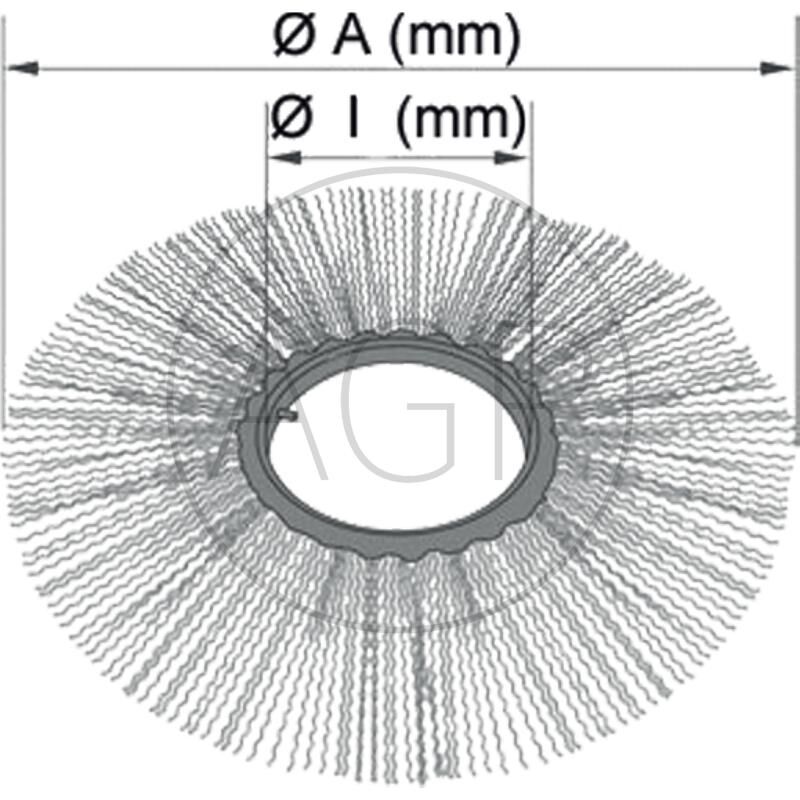 Zahnutý kartáč o průměru 540 mm s vnitřním přípojem 162 mm