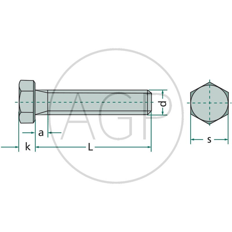 Šroub M16 o délce 45 mm s pevností 8.8 a šestihrannou hlavou