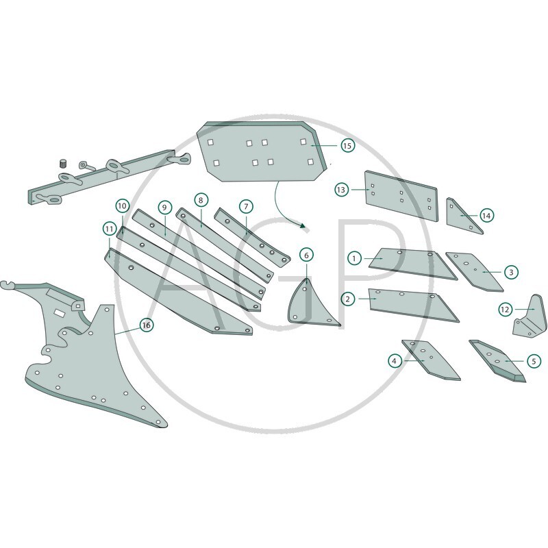 Pás odhrnovačky pravé provedení o délce 985 mm pro Lemken