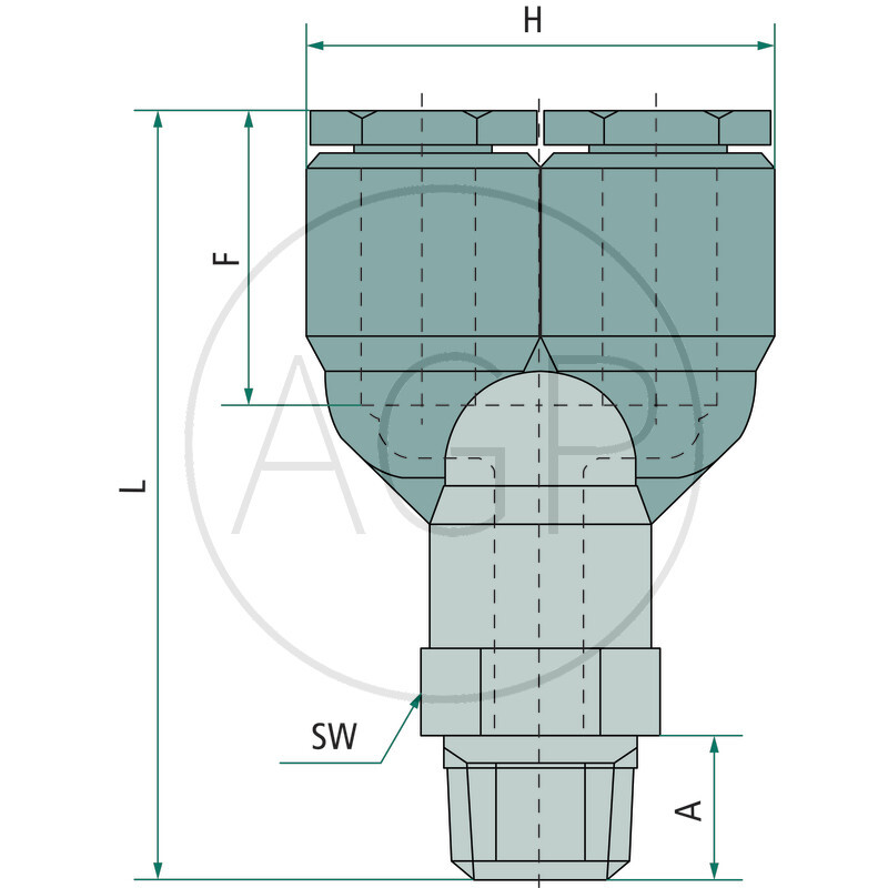 B-YEk-12-3/8-KU Y-Šroubení
