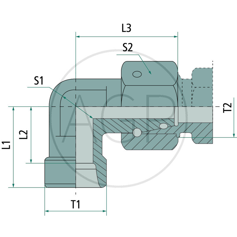 Úhlové nastavitelné šroubení 90° X-EWV 15 L DKO se závitem M22 x 1,5
