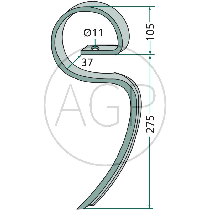Gare pero kultivátoru zadní 25 x 8 mm