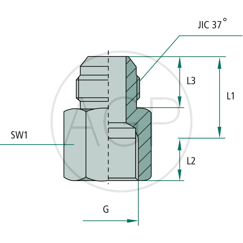 GA 9/16 M-JIC x 1/2 F-BSP