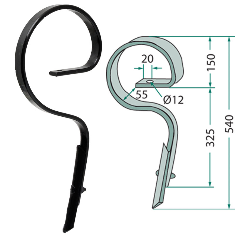 Pero kulitvátoru s radličkou o rozměru 32 x 10 mm a délce 540 mm pro kultivátory Kverneland a Rau