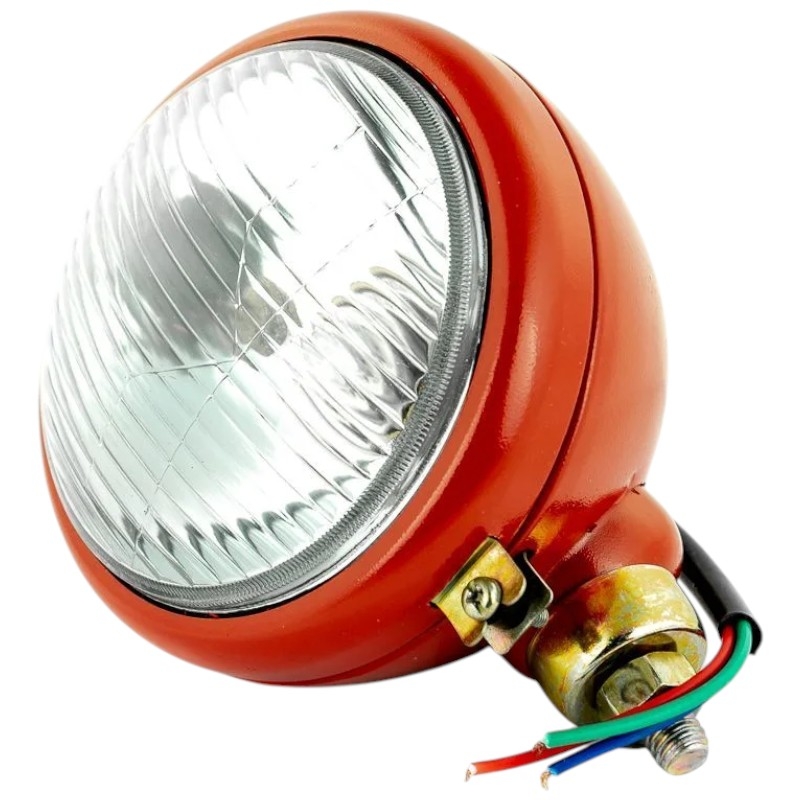 Přední kovový halogenový světlomet H4 12 V / 100/90 W o průměru 150 mm v červené barvě