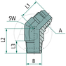 WA 9/16 M-JIC x 1/8 M-NPT 45°