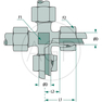 Stauff křížové šroubení se závitem M22x1,5 X-KV 16 S