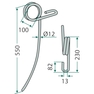 Zavlačovací pero 550 x 12 mm pro secí stroje Väderstad Rapid, Megaseed, Fieldbird, Profibird, Megadrill