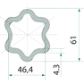 Trubka ke kardanu profilu hvězda o rozměru 61 x 46,4 mm o délce 1 m