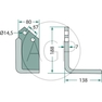 Frézovací nůž pravý REV/S zahnutý 188 x 138 vhodný pro Krone půdní frézy, rotavátory