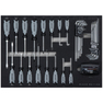 Sada šroubováků, úhlových klíčů, bitů a háčkového nářadí (36 ks) ve vložce do dílenského vozíku 