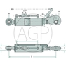 Třetí bod hydraulický kat. 2-2 se záchytným hákem a kulovým kloubem délka 640/920 mm