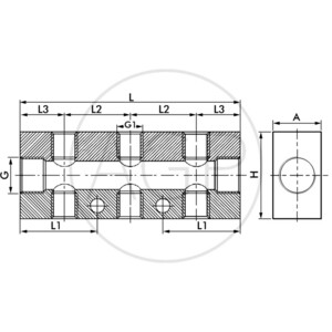 F-VT2-2x1/4-10x1/8-AL-natur Rozdělovací blok