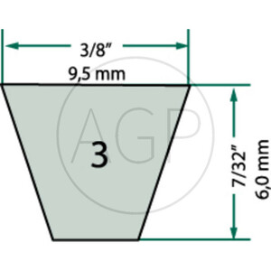 Klínový řemen, vnitřní délka 622 mm, vnější délka 660 mm