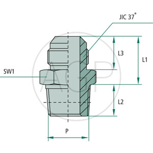 GA 1.1/16 M-JIC x 1/2 M-NPT