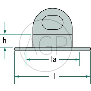 Plachtový třmen plastový se 2 otvory pro oka 42 x 22 mm