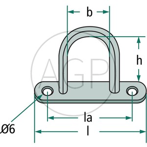 Plachtový třmen rovná deska se 2 otvory pro oka 40 a 42 x 22 mm světlost oka 25 mm